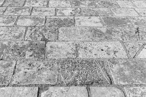 Vieille Texture Pavée Noire Blanche Ancien Fond Trottoir — Photo