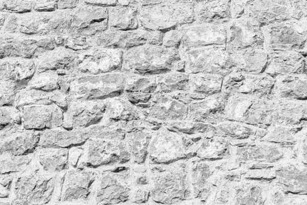 Textura Blanco Negro Una Antigua Pared Piedra Antigua — Foto de Stock