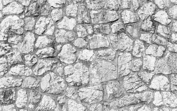 旧石墙的黑白质感 — 图库照片