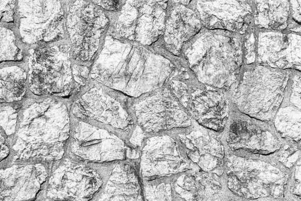 Zwart Witte Textuur Van Een Oude Antieke Stenen Muur — Stockfoto