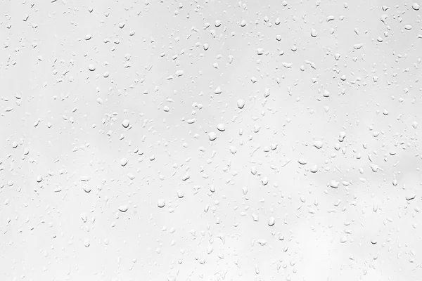 Rain Drops Window Glasses Surface Gray Sky Background Natural Backdrop — Stock Photo, Image