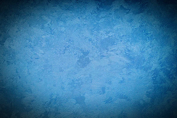Tekstura Niebieskiego Tynku Dekoracyjnego Lub Betonu Winietą Streszczenie Grunge Tła — Zdjęcie stockowe