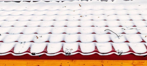 Thin Layer Snow Roof Tile Winter Weather Concept — Stock Photo, Image