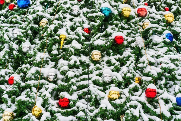 Christmas Toys Balls Artificial Spruce Xmas Abstract Background — Stock Photo, Image
