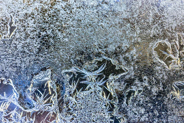 Frost Texture Frozen Glass Winter Winter Background — Fotografia de Stock