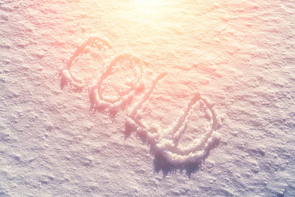 Palavra Frio Escrito Neve Tempo Ensolarado Inverno Conceito Tempo Frio — Fotografia de Stock