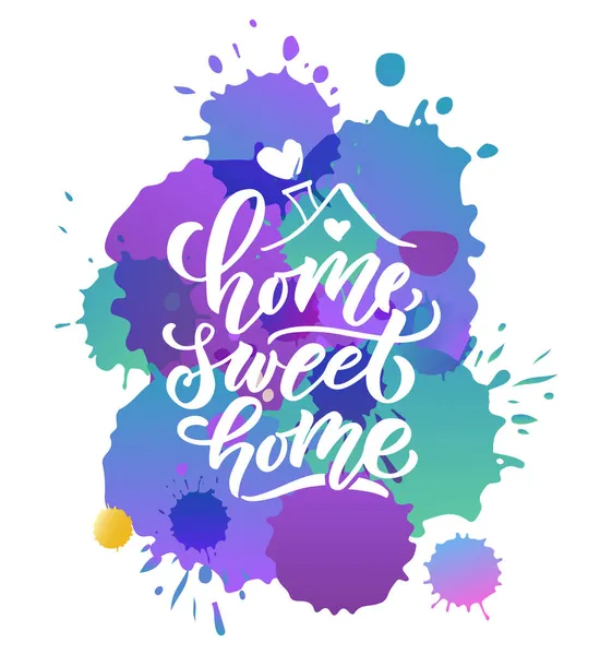 Hand drawn typography poster Sweet Home. Quote on textured background for postcard, card, banner, poster. Home sweet home inspirational vector typography. Vector illustration EPS 10 — Stock Vector