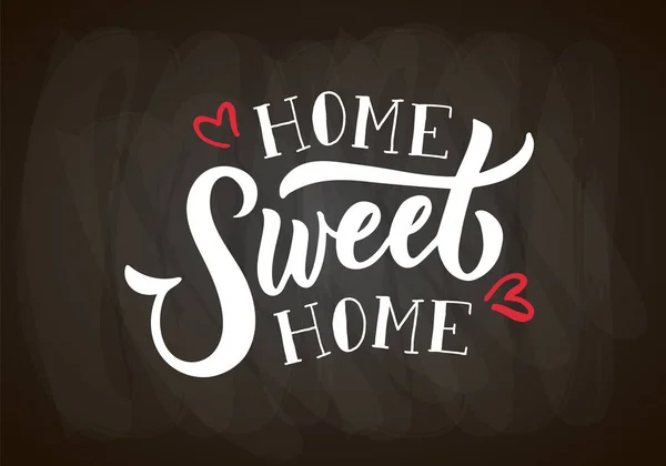 El çizimi tipografi posteri Sweet Home. Kartpostal, kart, afiş ve poster için dokulu arka plandan alıntı yap. Evim güzel evim ilham verici vektör tipografisi. Vektör illüstrasyonu EPS 10 — Stok Vektör
