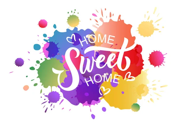 Handgezeichnetes Typografie-Poster Sweet Home. Zitat auf strukturiertem Hintergrund für Postkarte, Karte, Banner, Poster. Home Sweet Home inspirierende Vektortypografie. Vektorabbildung EPS 10 — Stockvektor