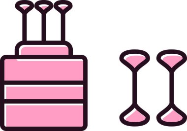 Pamuk Çubuğu Doldurulmuş Vektör Satırı Simgesi Tasarımı