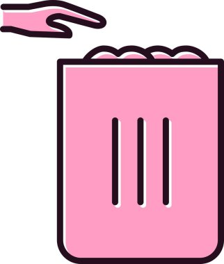 Çöp Kutusu Dolu Vektör Satırı Simgesi Tasarımı Kullan