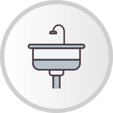 Lavabo Doldurulmuş Vektör Satırı Simgesi Tasarımı