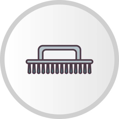 Temizleme Fırçası Doldurulmuş Vektör Satırı Simgesi Tasarımı