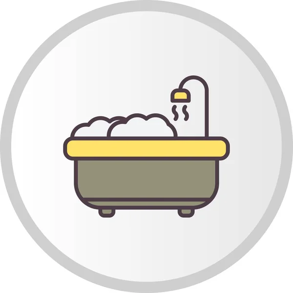 Bath Tub Filled Vector Line Icon Design — Stock Vector