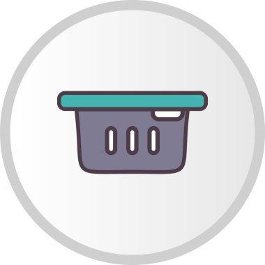 Çamaşır Sepeti Dolu Vektör Satırı Simgesi Tasarımı