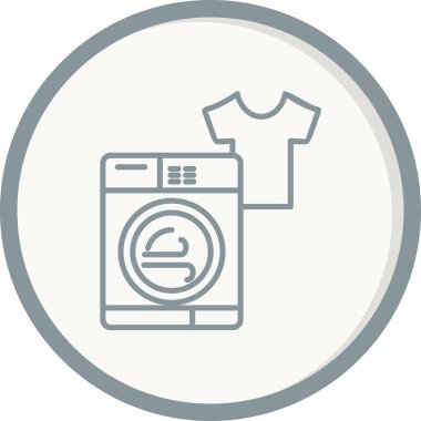 Çamaşır Makinesi Doldurulmuş Vektör Satır Simgesi Tasarımı