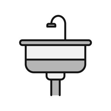 Lavabo Doldurulmuş Vektör Satırı Simgesi Tasarımı