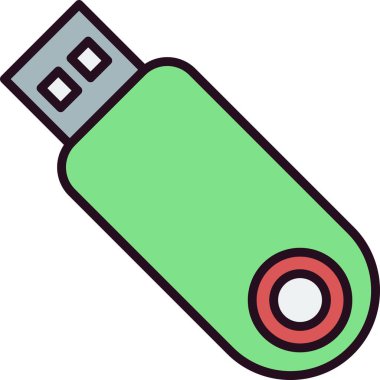 USB Depolama Doğrusal Vektör Simgesi Tasarımı