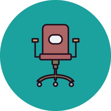 Ofis Sandalyesi Doğrusal Vektör Simgesi Tasarımı