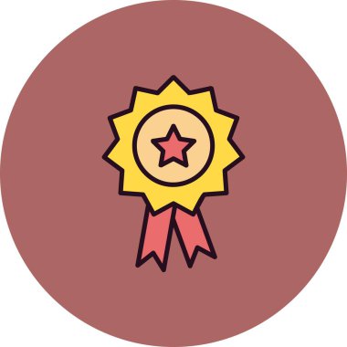 Rozet Doldurulmuş Doğrusal Vektör Simgesi Tasarımı