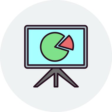 Pasta Çizelgesi Doldurulmuş Doğrusal Vektör Simgesi Tasarımı