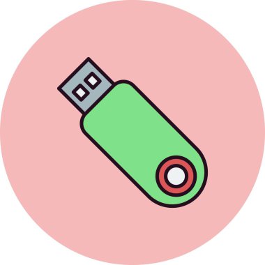 USB Depolama Doldurulmuş Doğrusal Vektör Simgesi Tasarımı