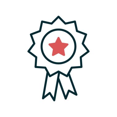 Rozet Doldurulmuş Doğrusal Vektör Simgesi Tasarımı