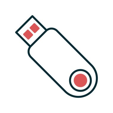 USB Depolama Doldurulmuş Doğrusal Vektör Simgesi Tasarımı