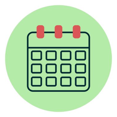 Takvim Doldurulmuş Doğrusal Vektör Simgesi Tasarımı
