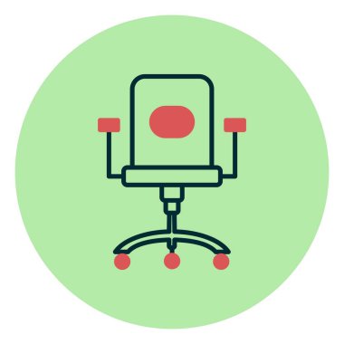 Ofis Sandalyesi Doğrusal Vektör Simgesi Tasarımı