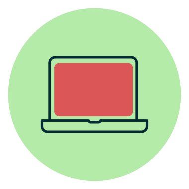 Dizüstü Bilgisayarlı Doğrusal Vektör Simgesi Tasarımı