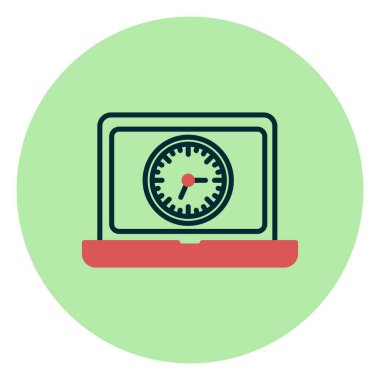 Dizüstü Bilgisayarı Doldurulmuş Doğrusal Vektör Simgesi Tasarımı