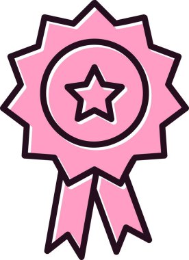 Rozet Doldurulmuş Doğrusal Vektör Simgesi Tasarımı