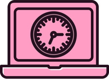 Dizüstü Bilgisayarı Doldurulmuş Doğrusal Vektör Simgesi Tasarımı