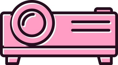 Projektör Doğrusal Vektör Simgesi Tasarımı