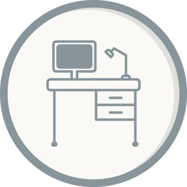 Ofis Masası Doğrusal Vektör Simgesi Tasarımı