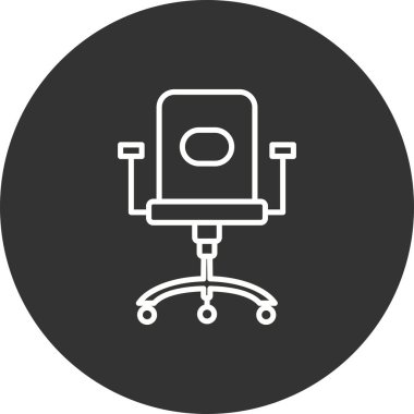 Ofis Sandalyesi Doğrusal Vektör Simgesi Tasarımı