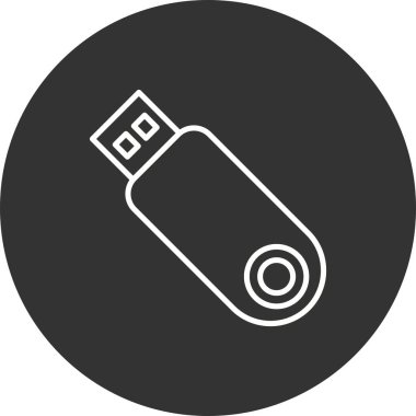 USB Depolama Doldurulmuş Doğrusal Vektör Simgesi Tasarımı