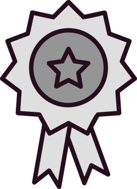 Rozet Doldurulmuş Doğrusal Vektör Simgesi Tasarımı