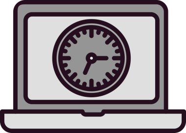 Dizüstü Bilgisayarı Doldurulmuş Doğrusal Vektör Simgesi Tasarımı