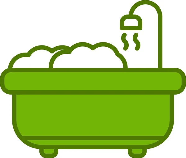 Bañera Llena Vector Line Icon Design — Vector de stock