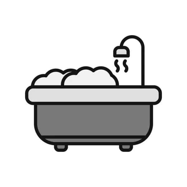 Bath Tub Filled Vector Line Icon Desig — 스톡 벡터