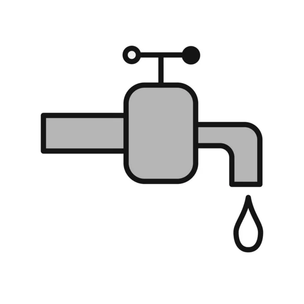 Water Tap Filled Vector Line Icon Design — Stock Vector