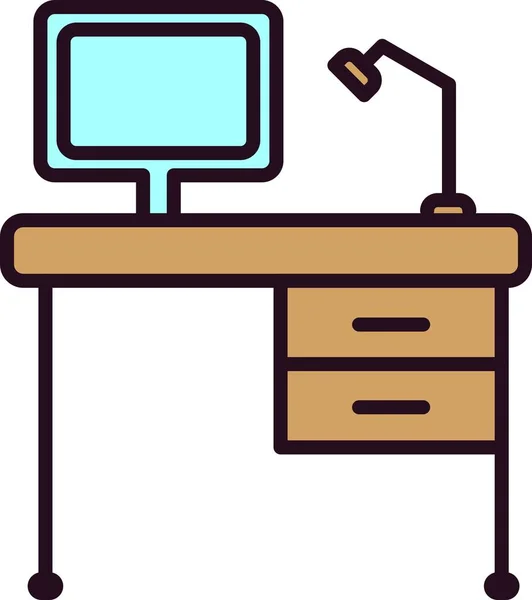 Office Desk Linear Vector Icon Desig — Stock Vector