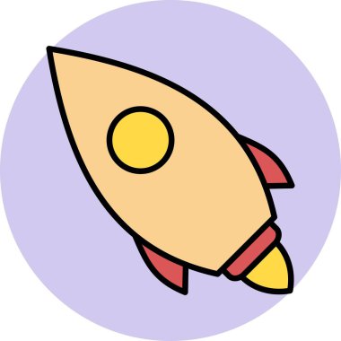 Roket Doldurulmuş Doğrusal Vektör Simgesi Tasarımı