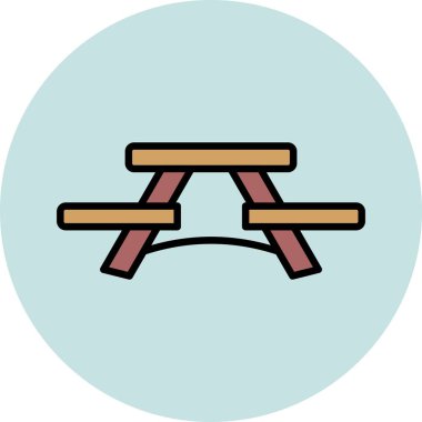 Piknik Tablosu Dolu Doğrusal Vektör Simgesi Tasarımı