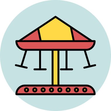 Atlıkarınca Dolu Doğrusal Vektör Simgesi Tasarımı