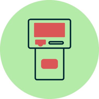 Kiosk Doldurulmuş Doğrusal Vektör Simgesi Tasarımı