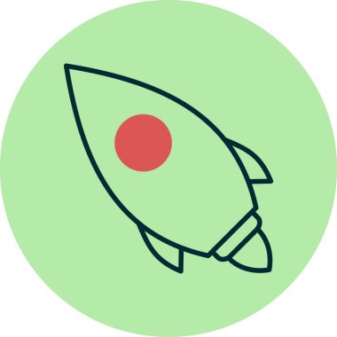 Roket Doldurulmuş Doğrusal Vektör Simgesi Tasarımı