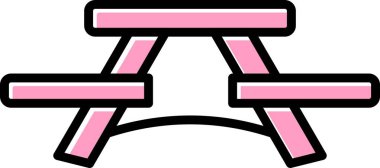 Piknik Tablosu Dolu Doğrusal Vektör Simgesi Tasarımı